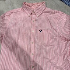 American Eagle Outfitters Pink Striped Button-Down Shirt